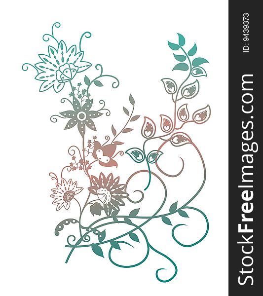 Illustration drawing of wild flowers on white background
