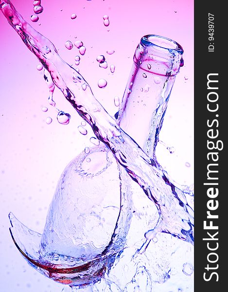 Background with creative bubbles. Blue splashing water. Background with creative bubbles. Blue splashing water
