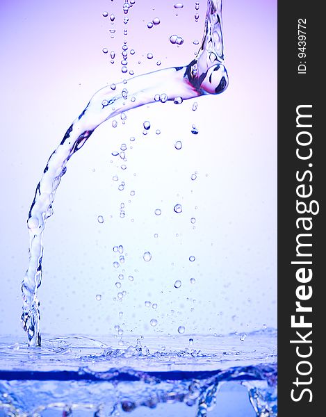 Background with creative bubbles. Blue water