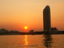 Sunset Over The River Chao Phraya Stock Photo Sunset Over The River Chao Phraya Stock Photo