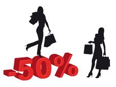 Shopping Girls And Discounts Royalty Free Stock Photography Shopping Girls And Discounts Royalty Free Stock Photography