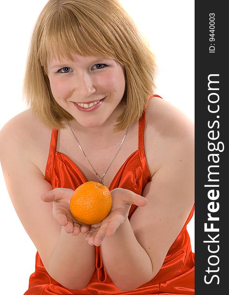 Blonde Woman With An Orange