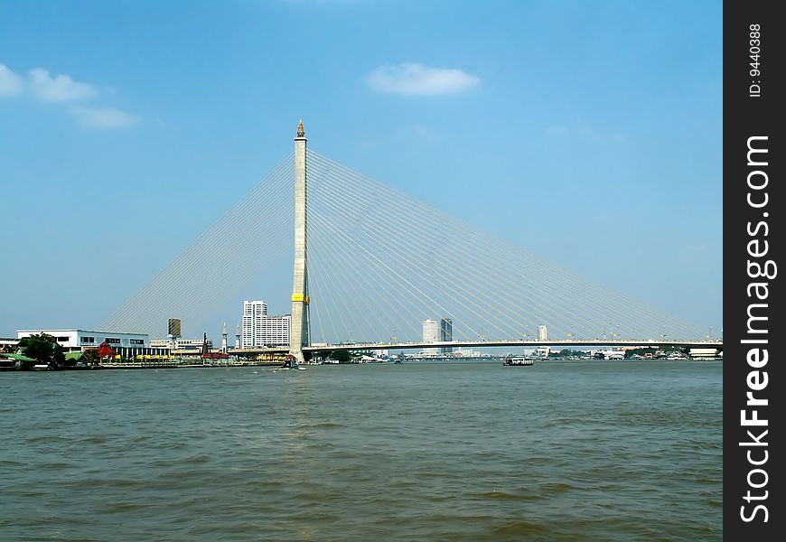 Bridge over Chao Phraya river, Bangkok, Thailand