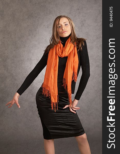 Model with a orange scarf