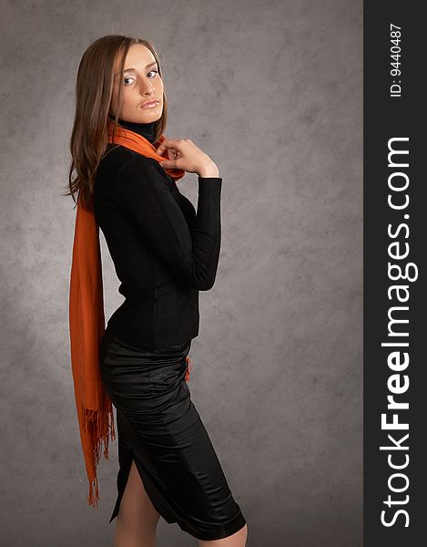 Model with a orange scarf