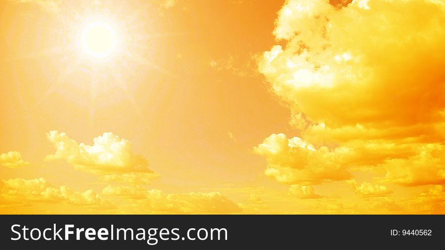 Blue sky background with a tiny clouds