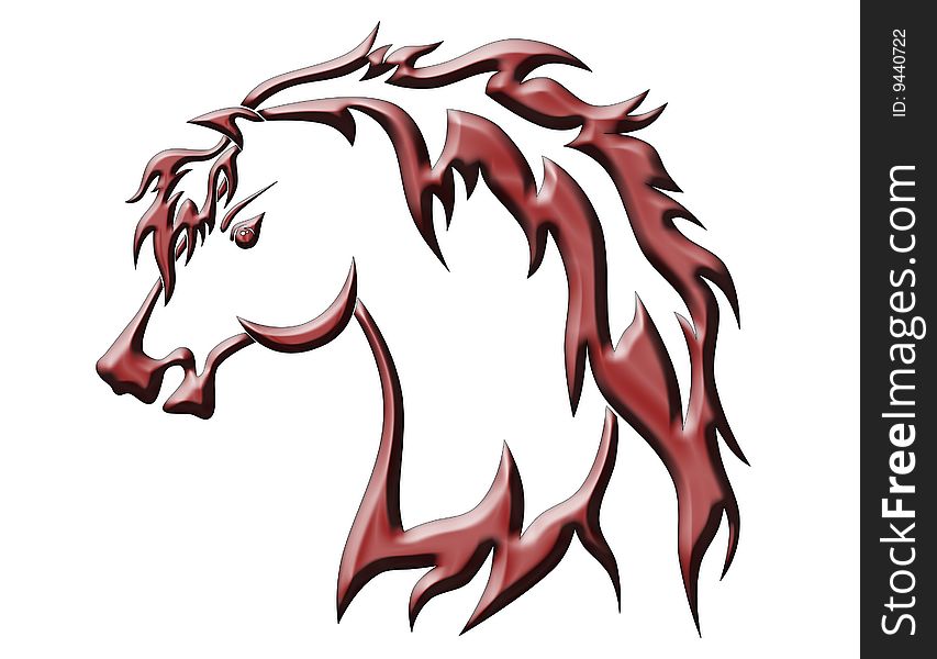 Illustration  of  red horse  on  white  background