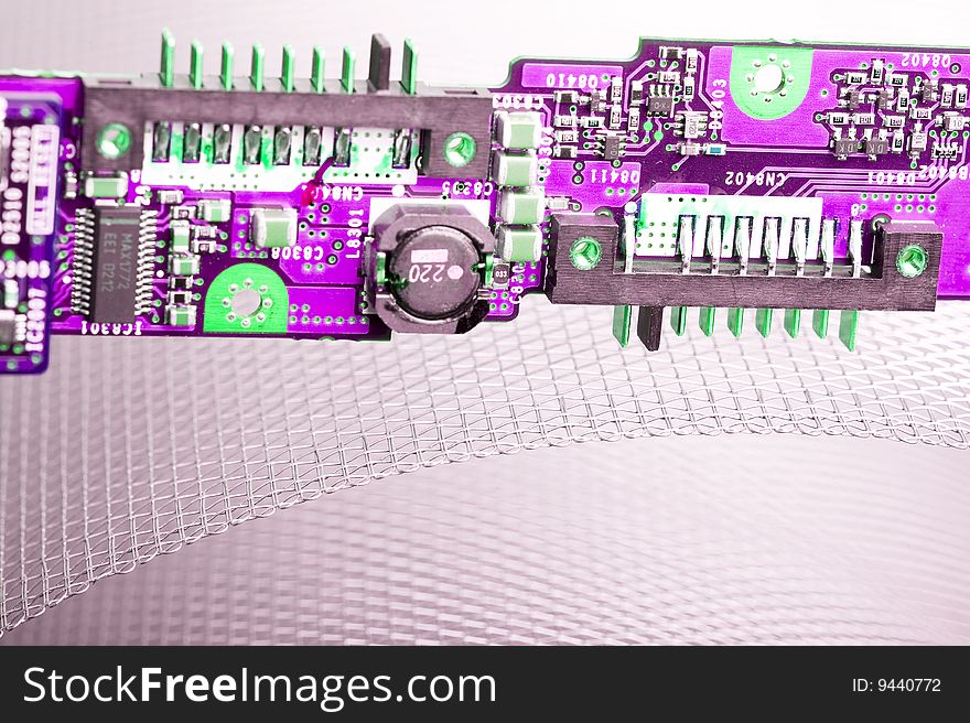 Close-up veew of the abstract microcircuit.