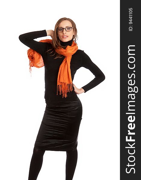 Fashion Model With A Orange Scarf