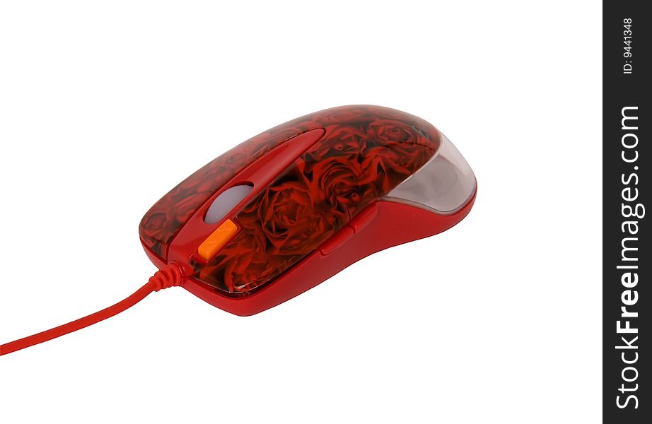 Computer mouse with roses for women on a white background