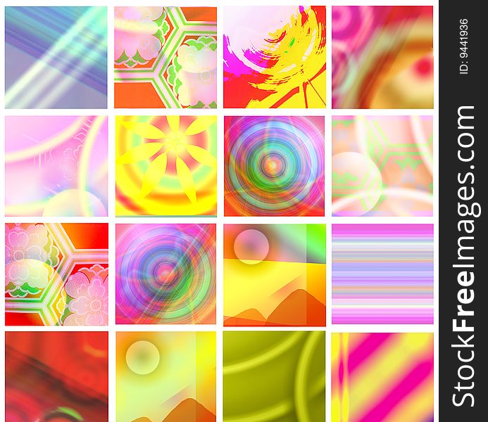 A few varicoloured pictures with patterns are collected in single composition which has a tender, bright and saturated color. A few varicoloured pictures with patterns are collected in single composition which has a tender, bright and saturated color