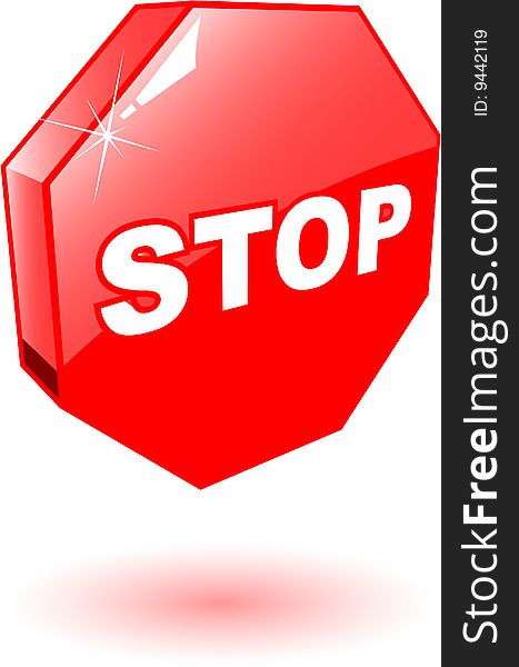 The 3d red vector stop symbol on white