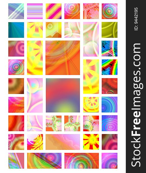 A few varicoloured pictures with patterns are collected in single composition which has a tender, bright and saturated color. A few varicoloured pictures with patterns are collected in single composition which has a tender, bright and saturated color