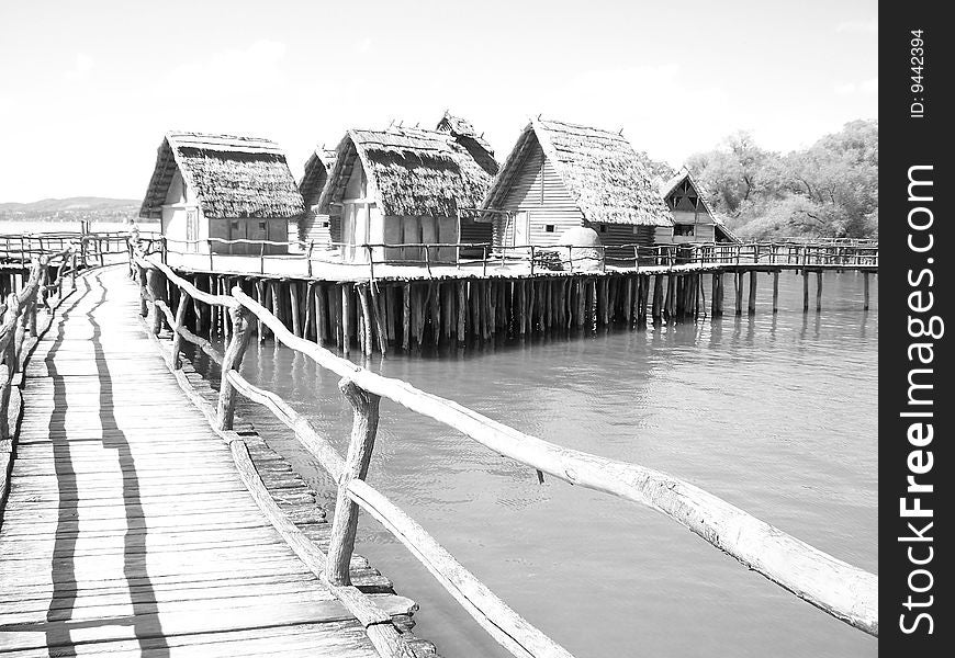 Lake village of bronze age. Lake village of bronze age