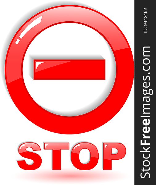 The red vector stop symbol on white