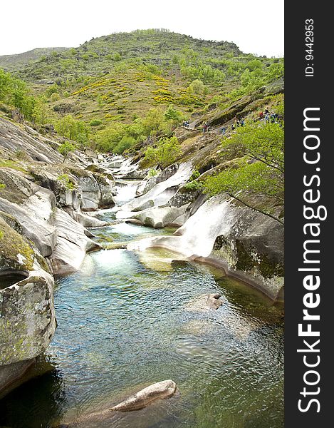 Landscape with river named hell valley in avila spain