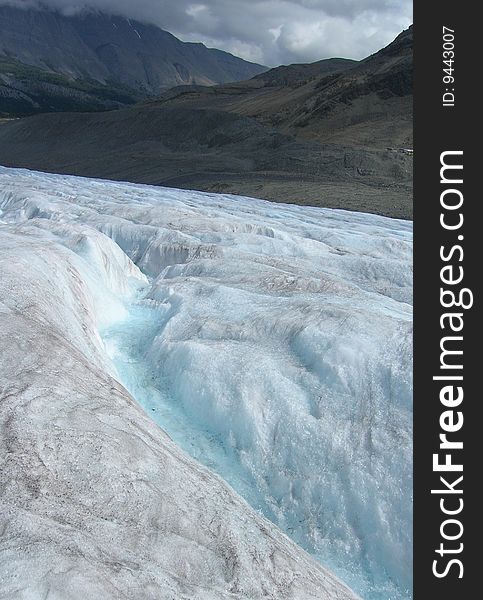 Glacier crevasse in the Canadian Rockies. Glacier crevasse in the Canadian Rockies