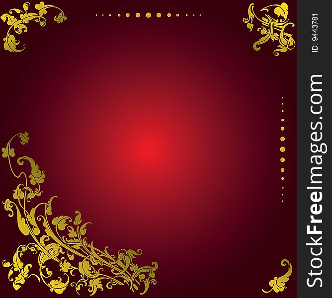 Vector illustration of golden element on red background. Vector illustration of golden element on red background