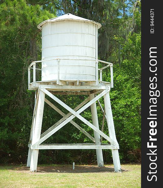 Photo of a vintage water tower in Heritage Village county park in Pinellas county Florida