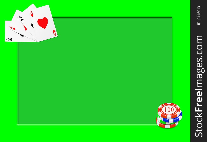 Green frame with symbols of poker. Green frame with symbols of poker