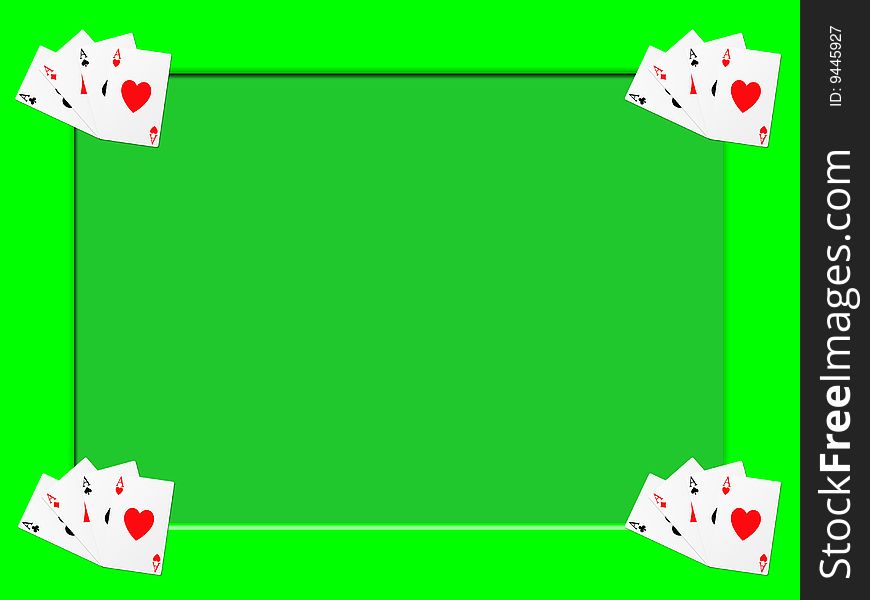 Green frame with symbols of poker. Green frame with symbols of poker