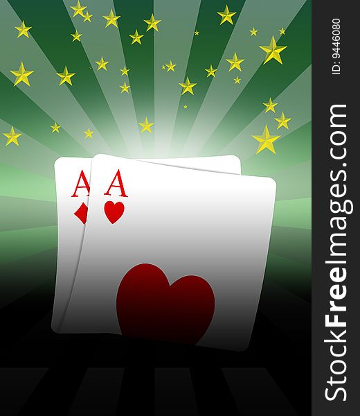 Aces in hand in game poker on the casino table. Aces in hand in game poker on the casino table