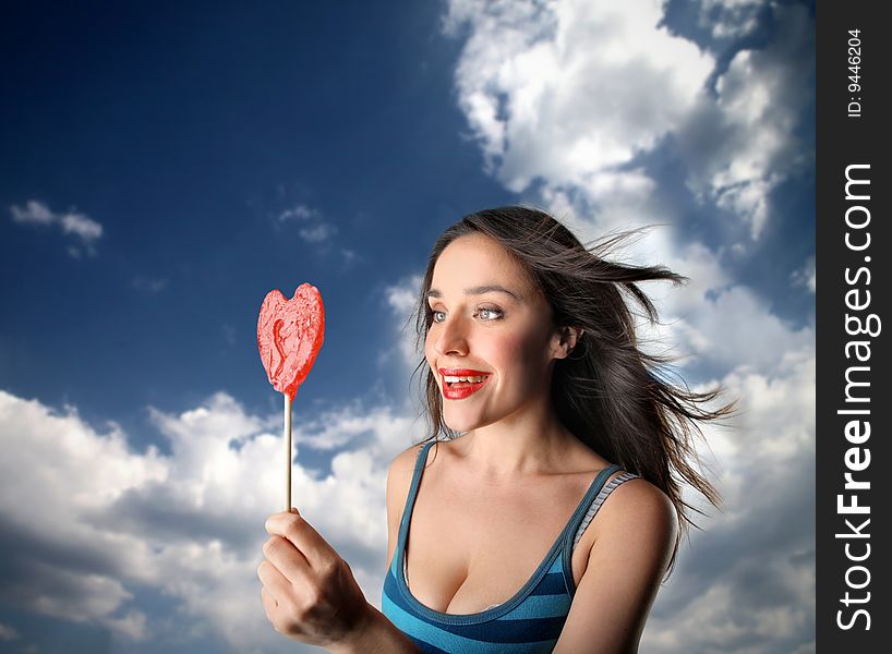 A beautiful girl with lollipop. A beautiful girl with lollipop
