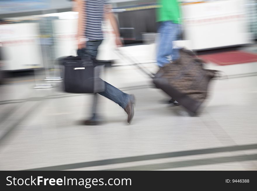 Passenger at the airport, motion blur