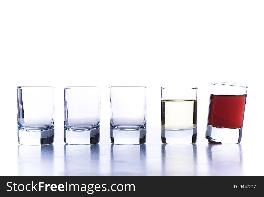 Glasses for alcoholic drinks. Isolated over white background