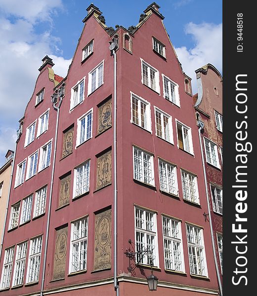 One of many historical tenement houses in Gdansk, Poland