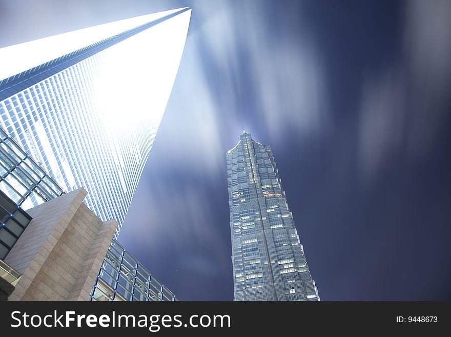 The night view of the lujiazui financial centre in shanghai china. The night view of the lujiazui financial centre in shanghai china.