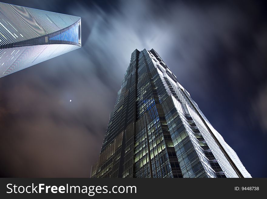 The night view of the lujiazui financial centre in shanghai china. The night view of the lujiazui financial centre in shanghai china.