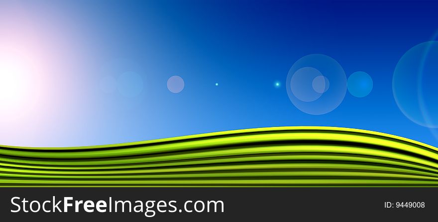 Landscape with sky and sunlight. Natural image