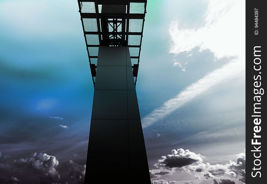 A bridge silhouette with the sky in the background.