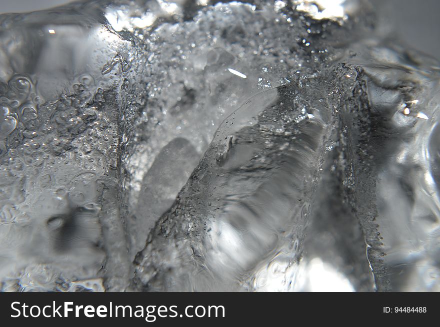 Closeup of ice with bubbles.