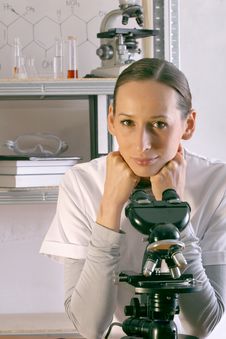 Scientist With Microscope Stock Images Scientist With Microscope Stock Images