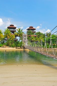 Wooden Suspension Bridge To Paradise Stock Photography Wooden Suspension Bridge To Paradise Stock Photography
