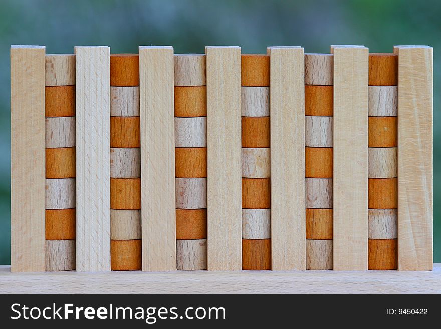 Rows and columns - wooden cubes. Rows and columns - wooden cubes