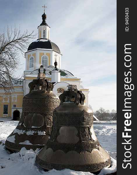 New bells in a monastery, it is photographed in Russia