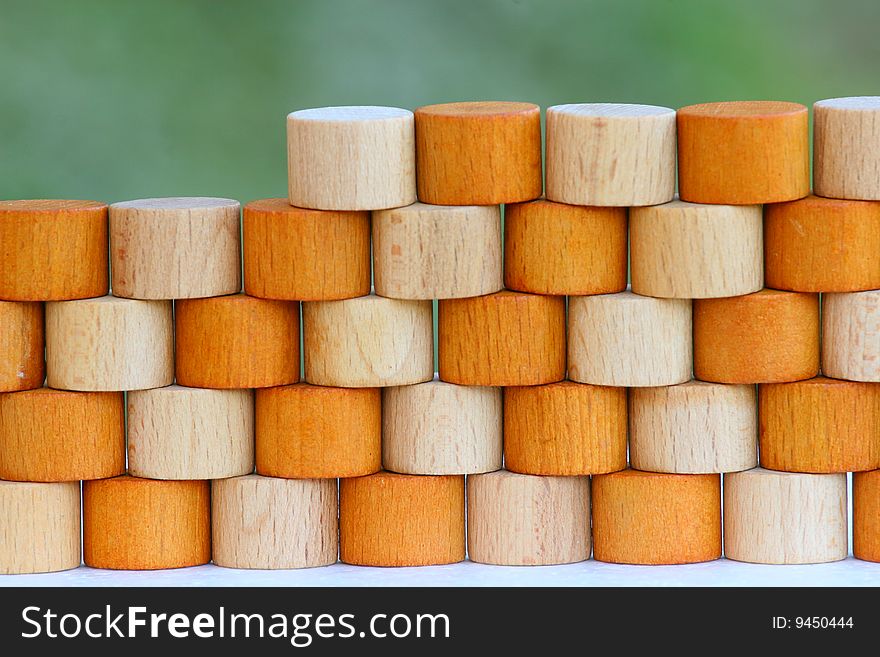 Brown wall from some wooden cubes