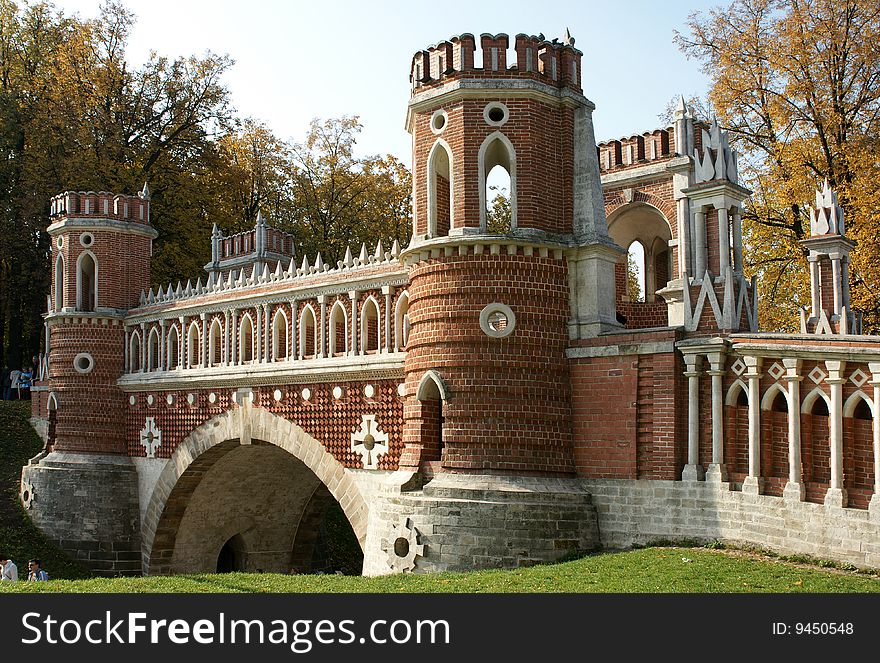 The figured bridge, it is photographed in the autumn in Russia. The figured bridge, it is photographed in the autumn in Russia