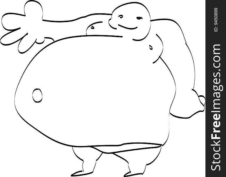 Vector illustration of a fat guy extending his hand in greeting. Vector illustration of a fat guy extending his hand in greeting