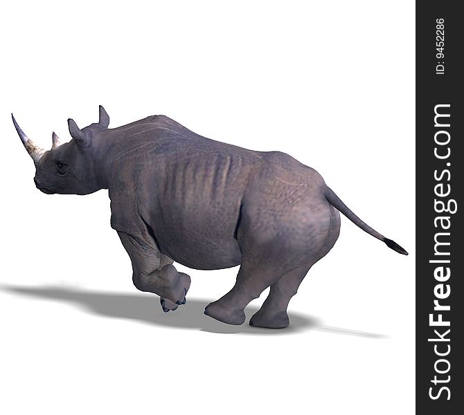 Rendering of a Rhinoceros with clipping path over white. Rendering of a Rhinoceros with clipping path over white