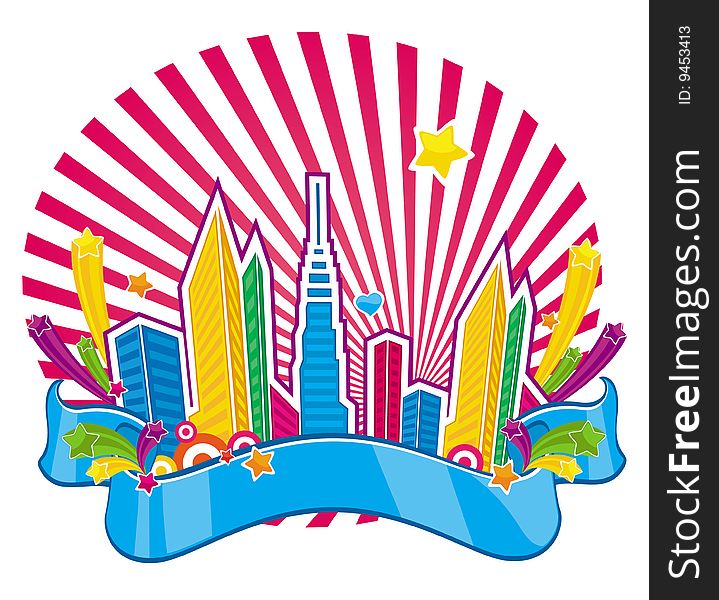 Funky city banner.created by Adobe Illustrator software.