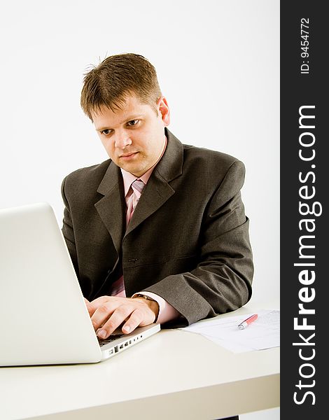 Young business man working in office