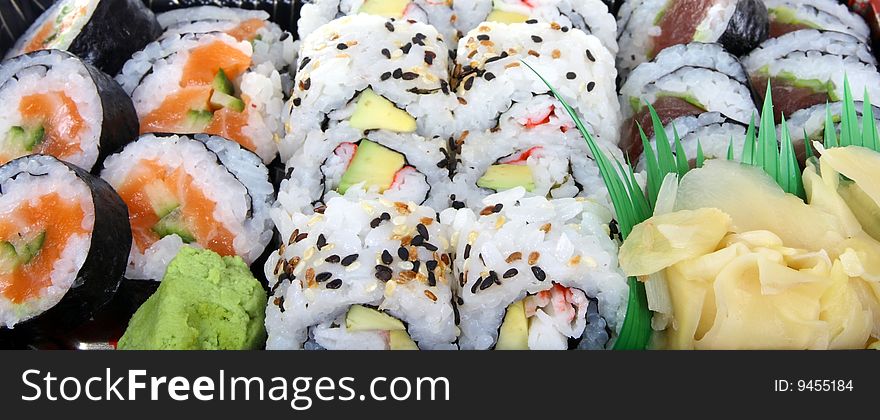 Sushi, traditional Japanese food - food banner