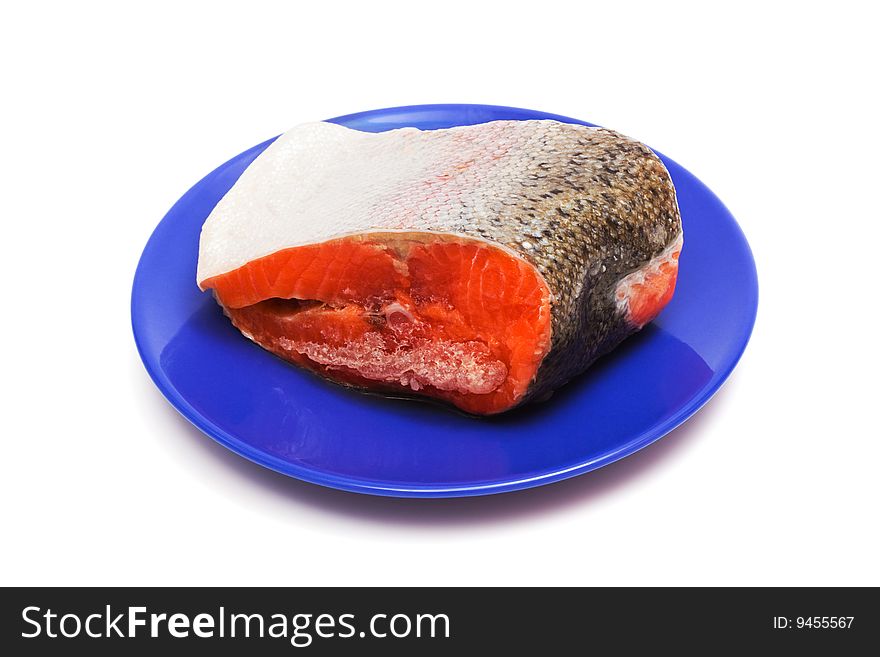Fresh salted fish on a white background