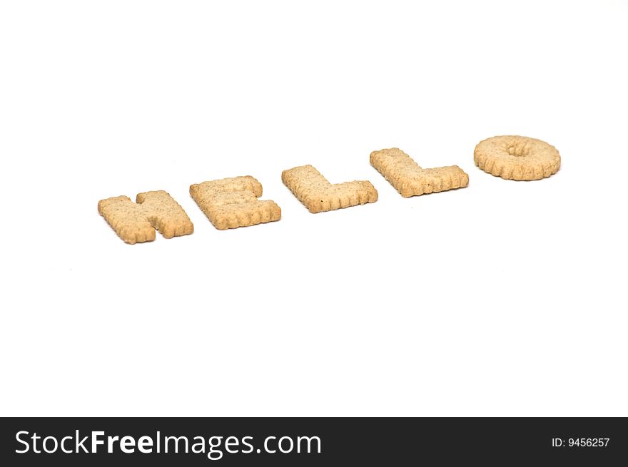 Hello text made from cookies. Hello text made from cookies