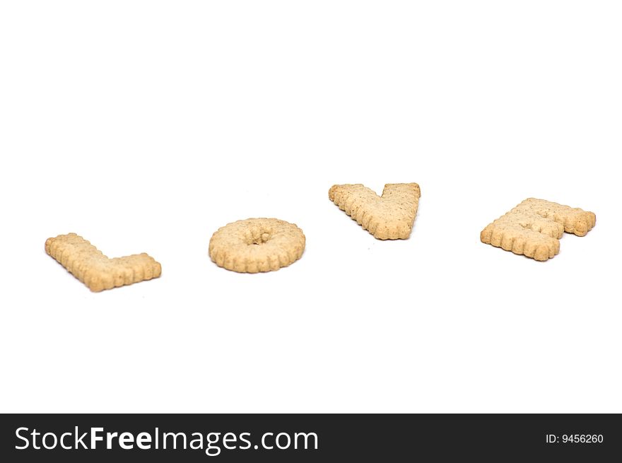 Love text made from cookies. Love text made from cookies