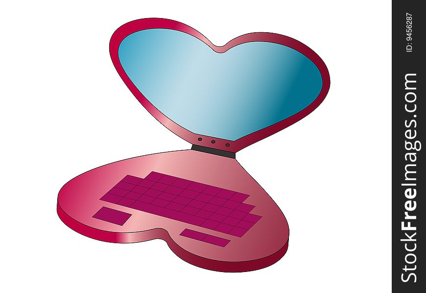 laptop in the form of heart. laptop in the form of heart